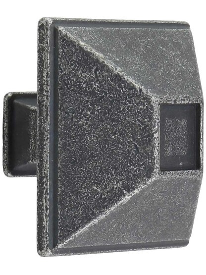 Tahoe Rustic Cabinet Knob - 1 1/2 inch Square in Distressed Antique Silver.